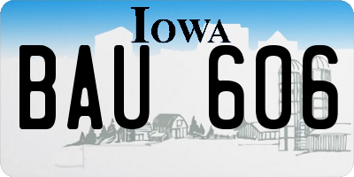 IA license plate BAU606