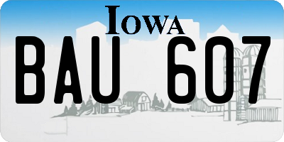 IA license plate BAU607