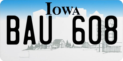 IA license plate BAU608