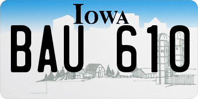 IA license plate BAU610