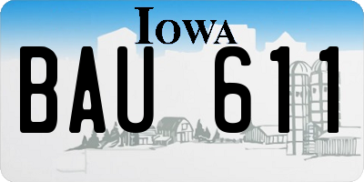 IA license plate BAU611