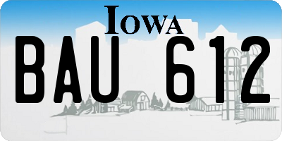 IA license plate BAU612