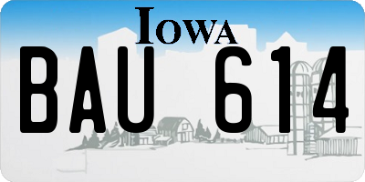 IA license plate BAU614