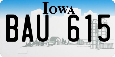 IA license plate BAU615