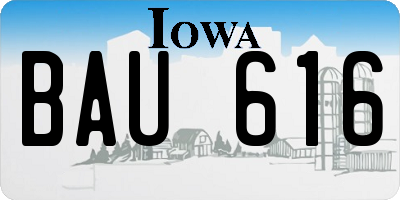 IA license plate BAU616