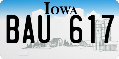 IA license plate BAU617