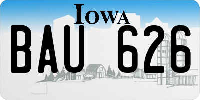 IA license plate BAU626