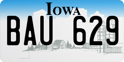 IA license plate BAU629