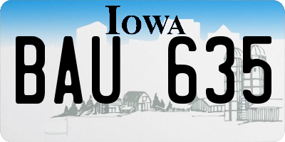 IA license plate BAU635