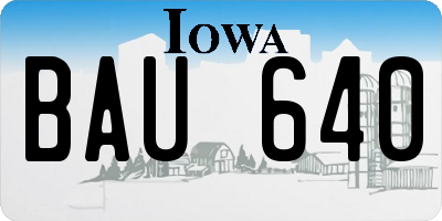 IA license plate BAU640