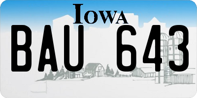 IA license plate BAU643