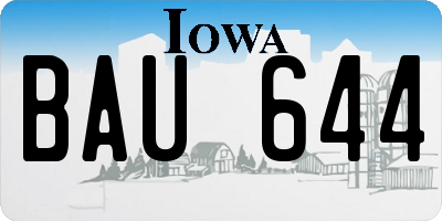 IA license plate BAU644