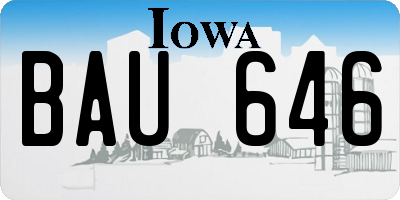 IA license plate BAU646