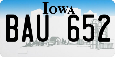 IA license plate BAU652