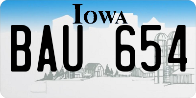 IA license plate BAU654