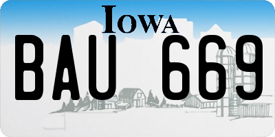 IA license plate BAU669