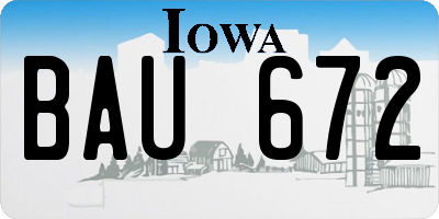 IA license plate BAU672