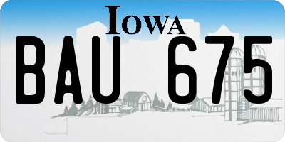 IA license plate BAU675