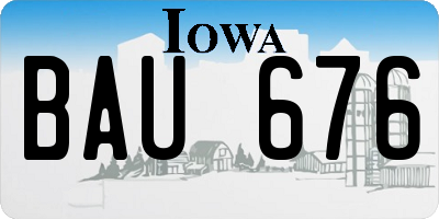IA license plate BAU676