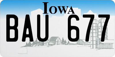 IA license plate BAU677