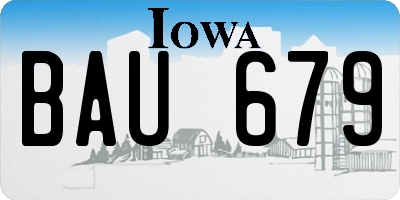 IA license plate BAU679