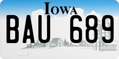 IA license plate BAU689