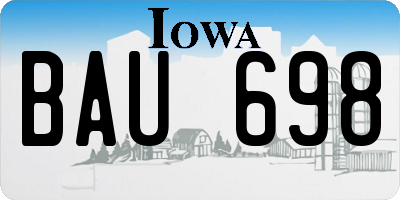IA license plate BAU698