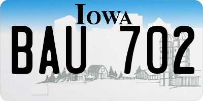 IA license plate BAU702