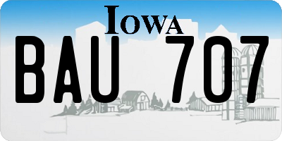 IA license plate BAU707