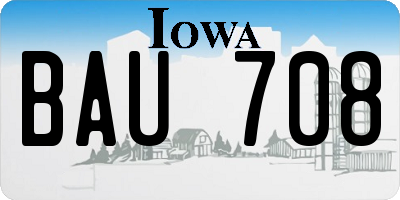 IA license plate BAU708