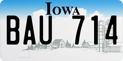 IA license plate BAU714