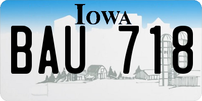 IA license plate BAU718