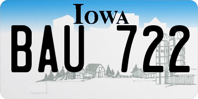 IA license plate BAU722
