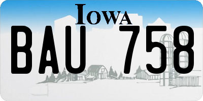 IA license plate BAU758