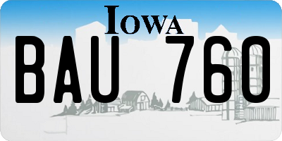 IA license plate BAU760