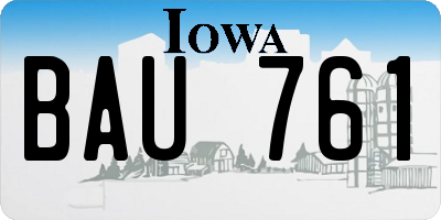 IA license plate BAU761