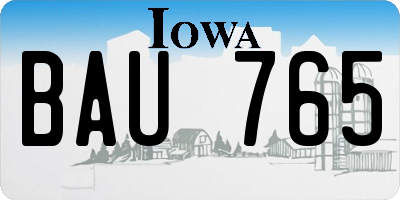 IA license plate BAU765
