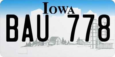 IA license plate BAU778