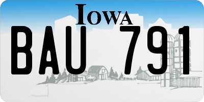 IA license plate BAU791