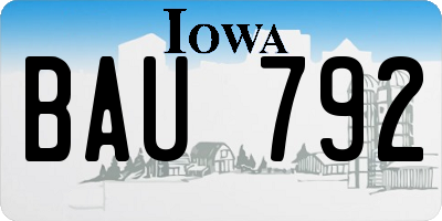IA license plate BAU792