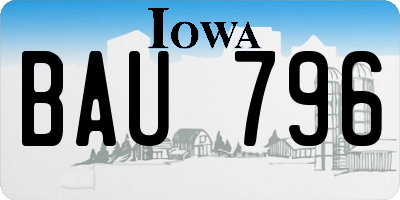 IA license plate BAU796