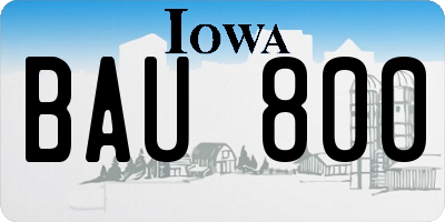IA license plate BAU800