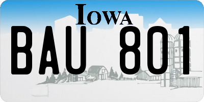 IA license plate BAU801