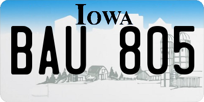 IA license plate BAU805