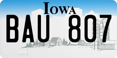 IA license plate BAU807