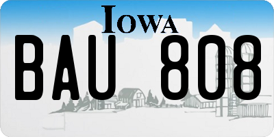 IA license plate BAU808