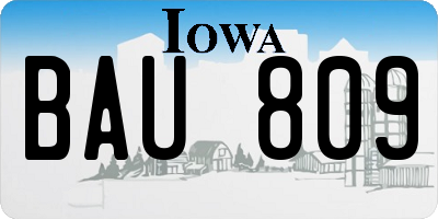 IA license plate BAU809