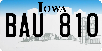 IA license plate BAU810