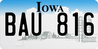 IA license plate BAU816