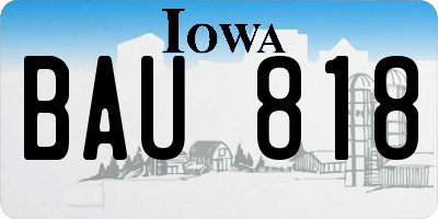 IA license plate BAU818